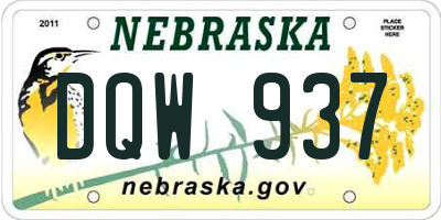 NE license plate DQW937