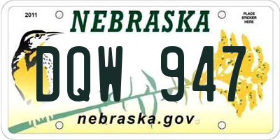 NE license plate DQW947