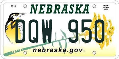 NE license plate DQW950