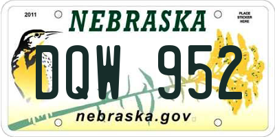 NE license plate DQW952