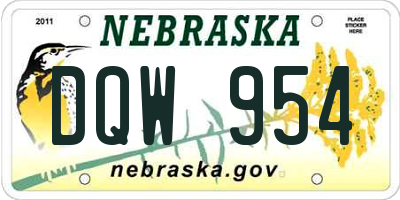 NE license plate DQW954