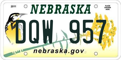 NE license plate DQW957