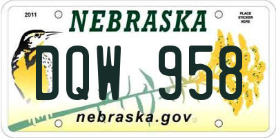 NE license plate DQW958