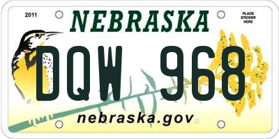 NE license plate DQW968
