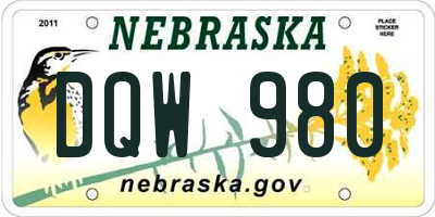 NE license plate DQW980