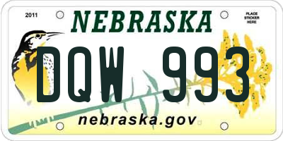 NE license plate DQW993
