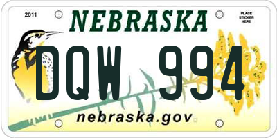 NE license plate DQW994