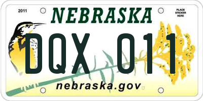 NE license plate DQX011