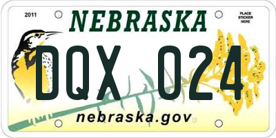 NE license plate DQX024