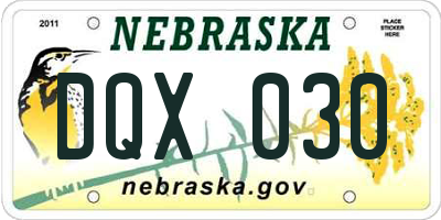 NE license plate DQX030