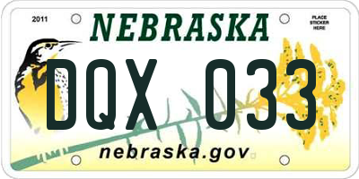 NE license plate DQX033