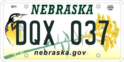 NE license plate DQX037