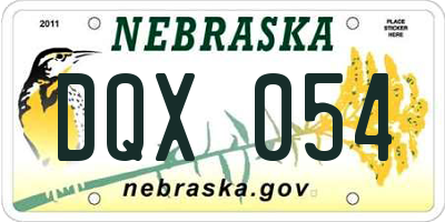 NE license plate DQX054
