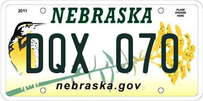NE license plate DQX070