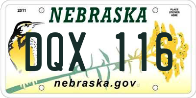 NE license plate DQX116
