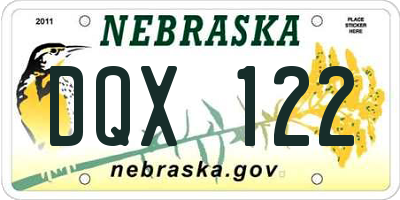 NE license plate DQX122