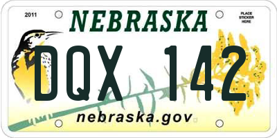 NE license plate DQX142