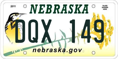 NE license plate DQX149