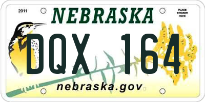 NE license plate DQX164