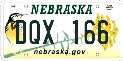 NE license plate DQX166