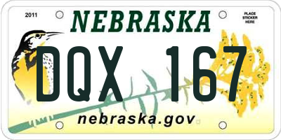 NE license plate DQX167