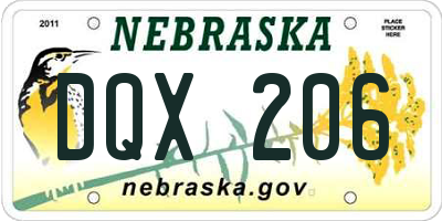 NE license plate DQX206