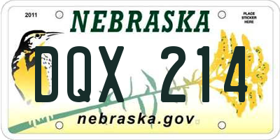 NE license plate DQX214