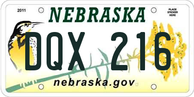 NE license plate DQX216