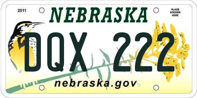 NE license plate DQX222