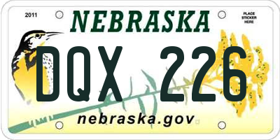 NE license plate DQX226