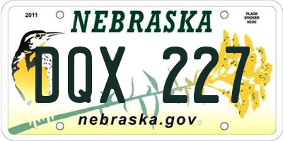 NE license plate DQX227