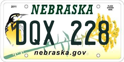 NE license plate DQX228