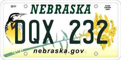 NE license plate DQX232
