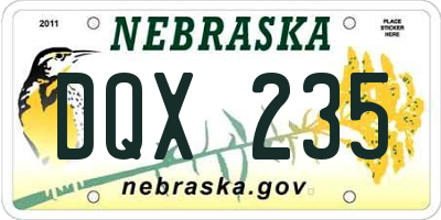 NE license plate DQX235