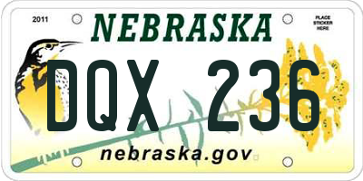 NE license plate DQX236
