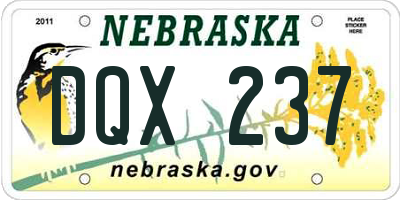 NE license plate DQX237