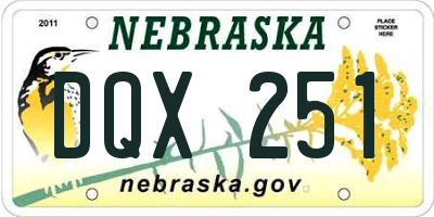 NE license plate DQX251