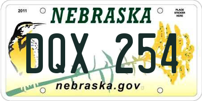 NE license plate DQX254