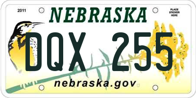 NE license plate DQX255