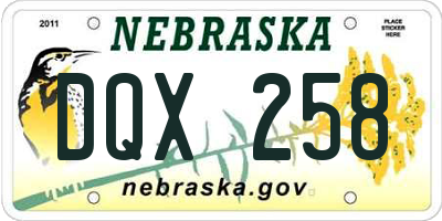 NE license plate DQX258
