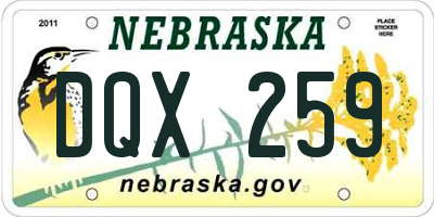 NE license plate DQX259