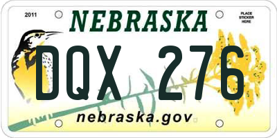 NE license plate DQX276