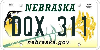 NE license plate DQX311