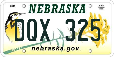 NE license plate DQX325
