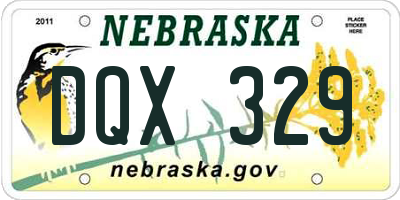 NE license plate DQX329