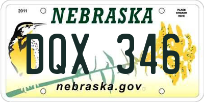NE license plate DQX346