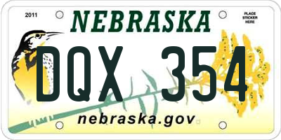 NE license plate DQX354