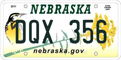 NE license plate DQX356