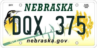 NE license plate DQX375