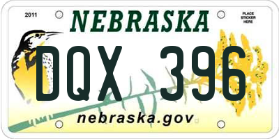 NE license plate DQX396